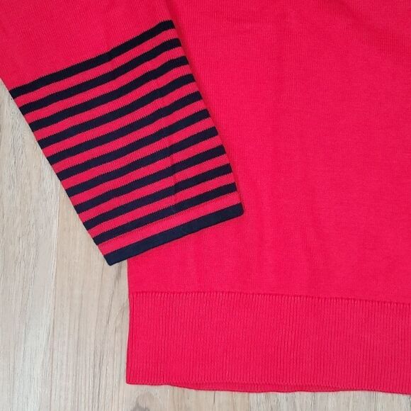 🔹️Nautica Red & Black Stripe Long Sleeve Sweater XLarge - Picture 4 of 7
